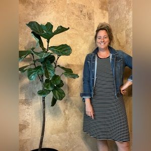 A new day navy and white striped tank swing dress